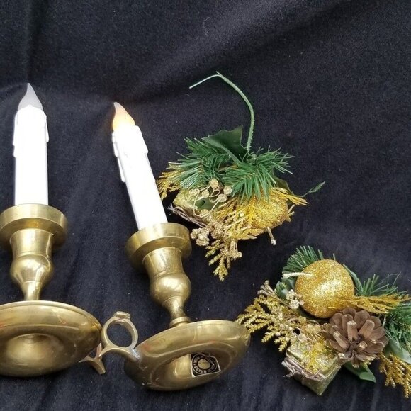 Vintage Solid Brass Candlesticks Battery Operated Twist Gold Handle 10.5" Lot 2 - Picture 12 of 12